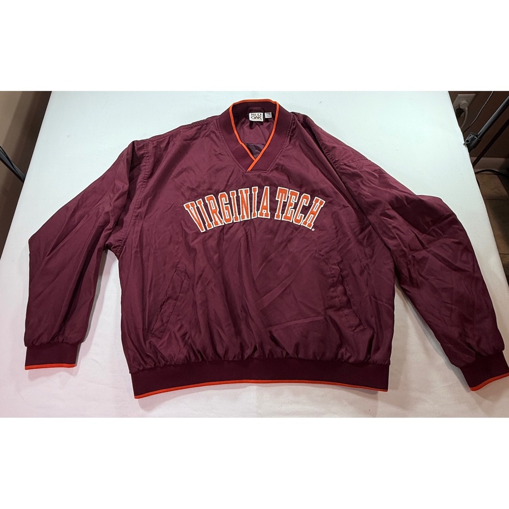 Vintage Red Oak Virginia Tech Hokies Windbreaker Pullover Maroon Orange XXL